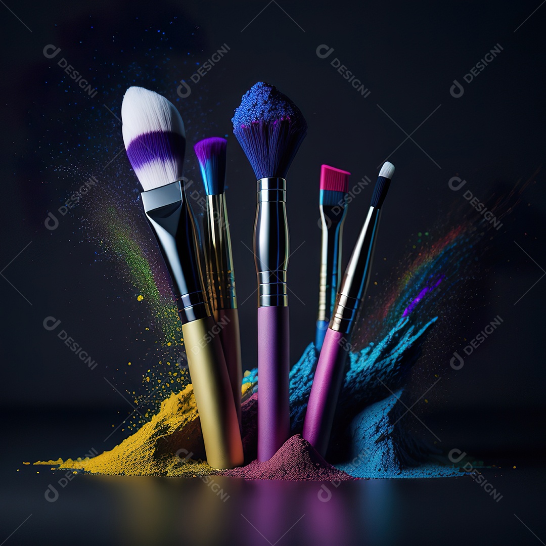 Imagem realista de maquiagens sobre uma mesa