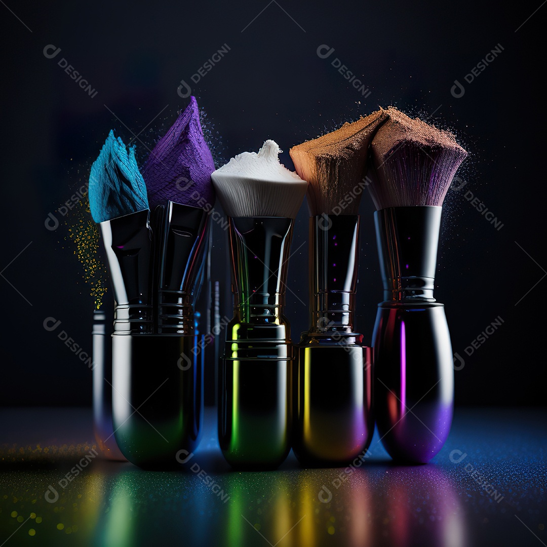 Imagem realista de maquiagens sobre uma mesa