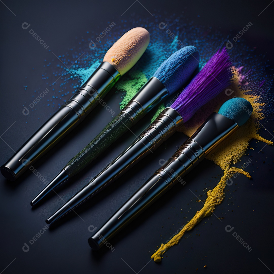 Imagem realista de maquiagens sobre uma mesa