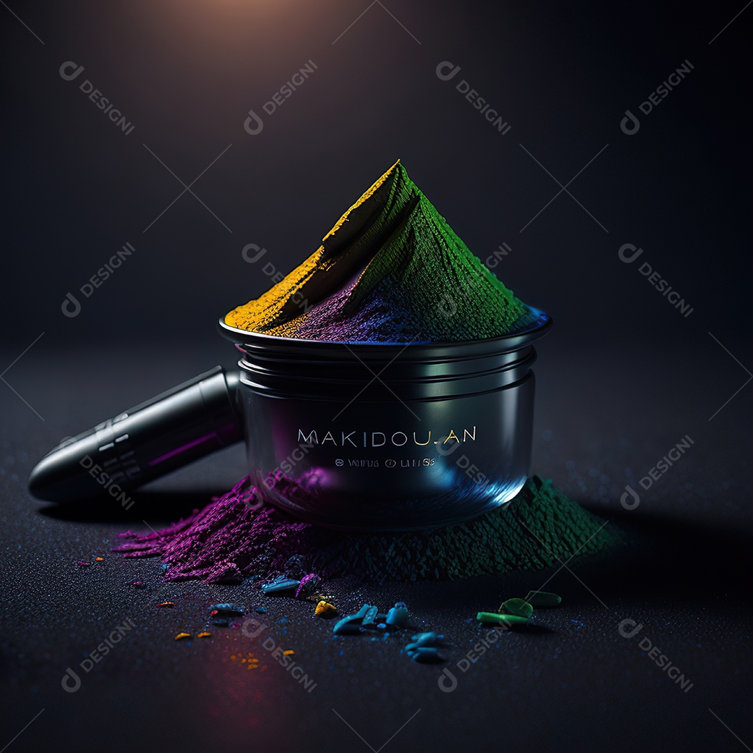 Imagem realista de maquiagens sobre uma mesa