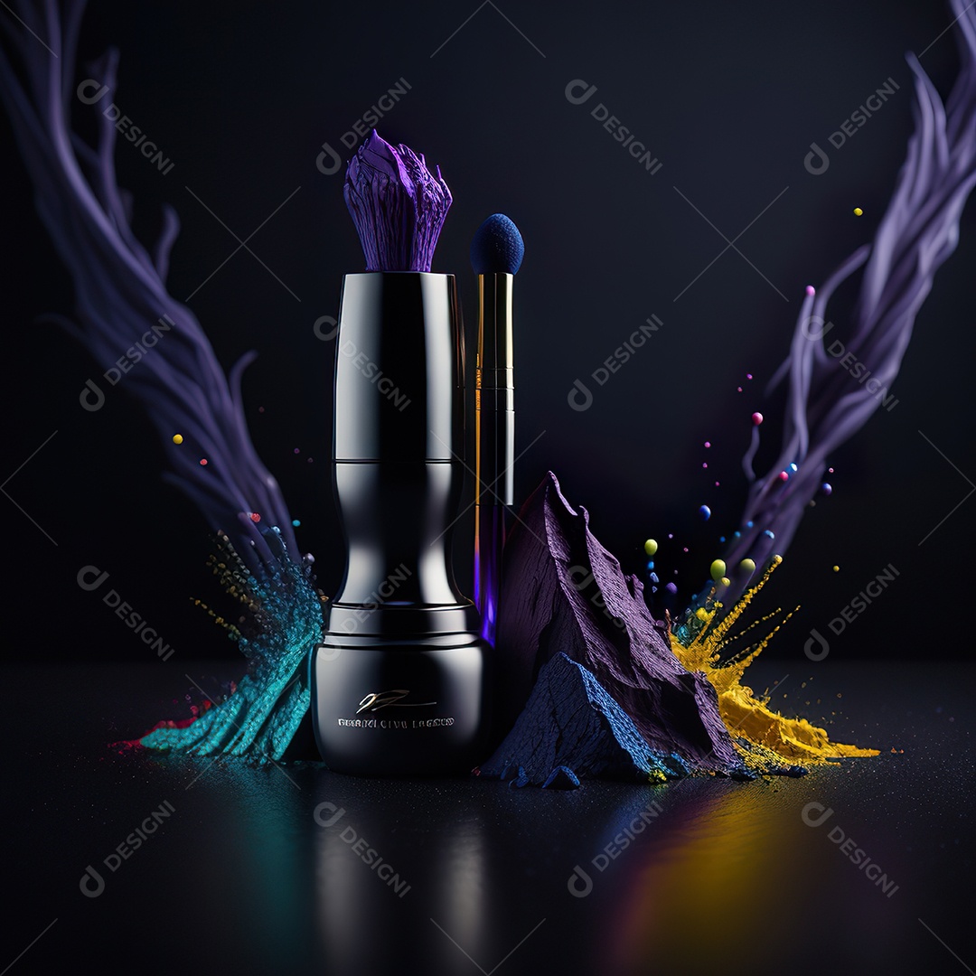 Imagem realista de maquiagens sobre uma mesa