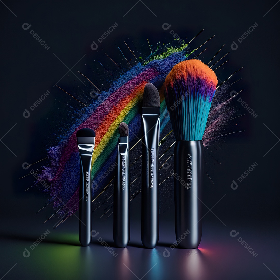 Imagem realista de maquiagens sobre uma mesa