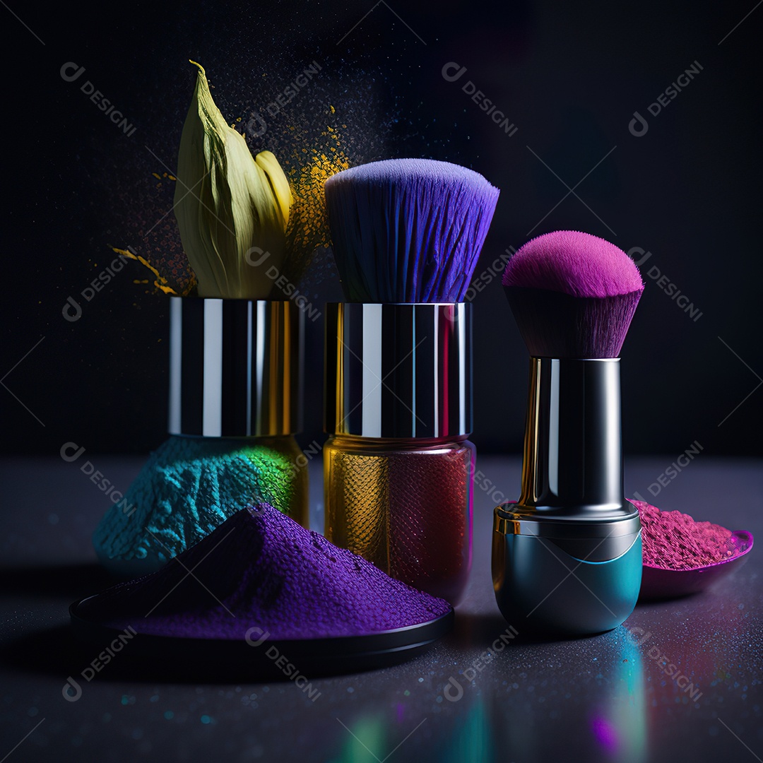 Imagem realista de maquiagens sobre uma mesa