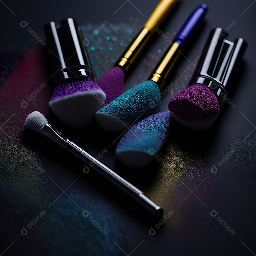 Imagem realista de maquiagens sobre uma mesa