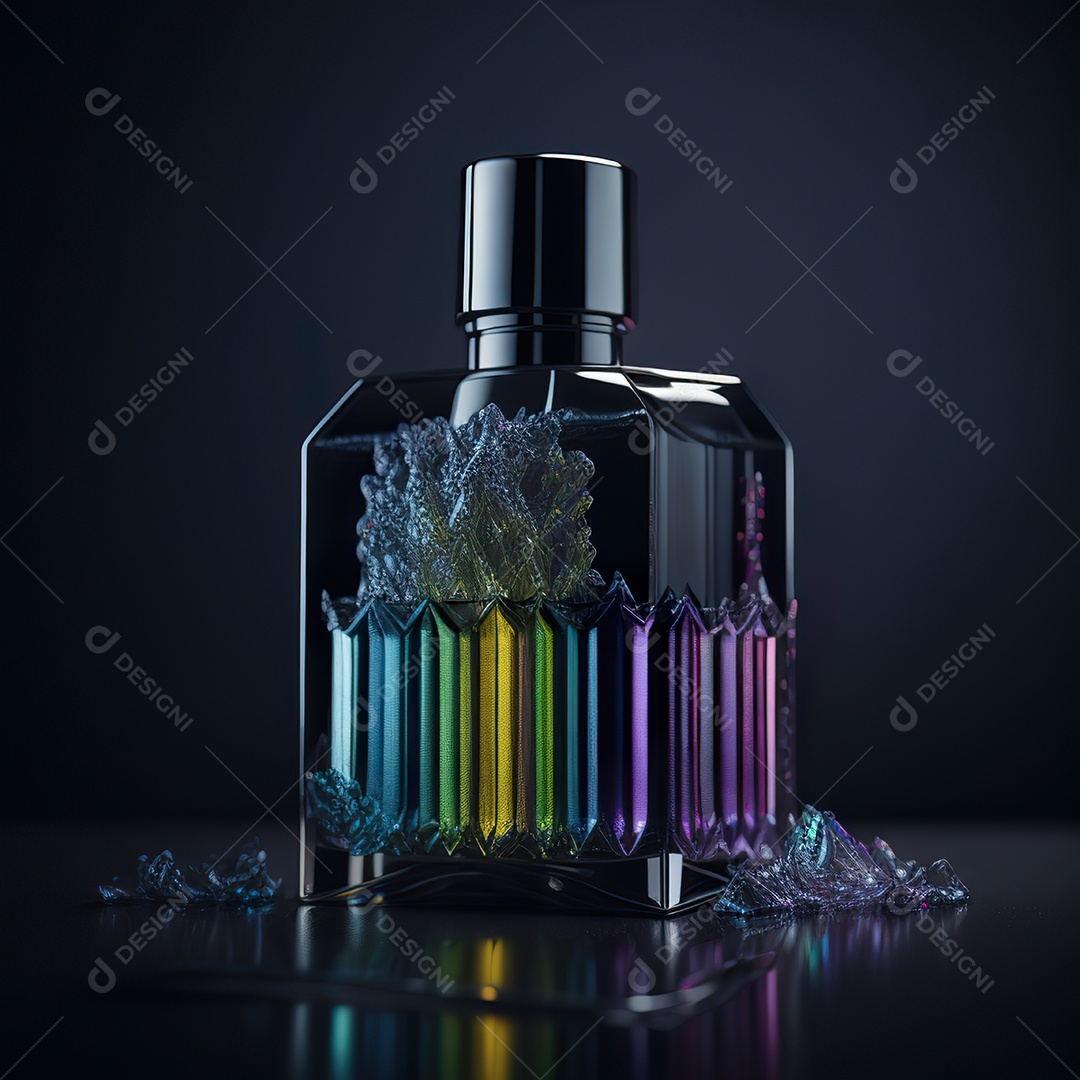 Imagem realista de frasco de perfume sobre fundo isolado