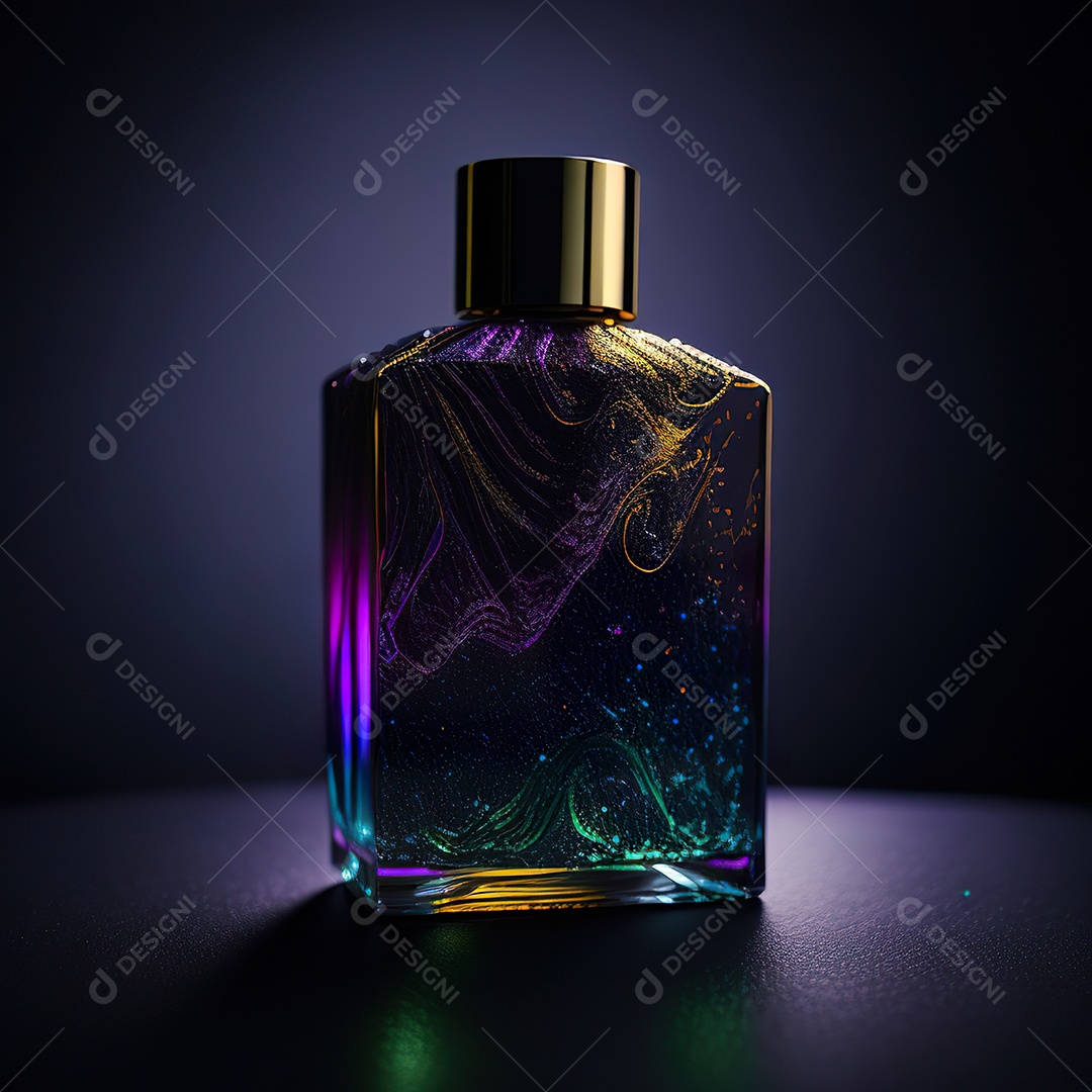 Imagem realista de frasco de perfume sobre fundo isolado