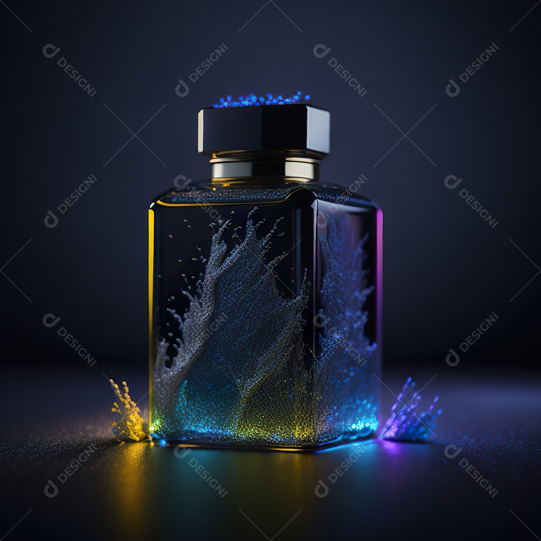 Imagem realista de frasco de perfume sobre fundo isolado