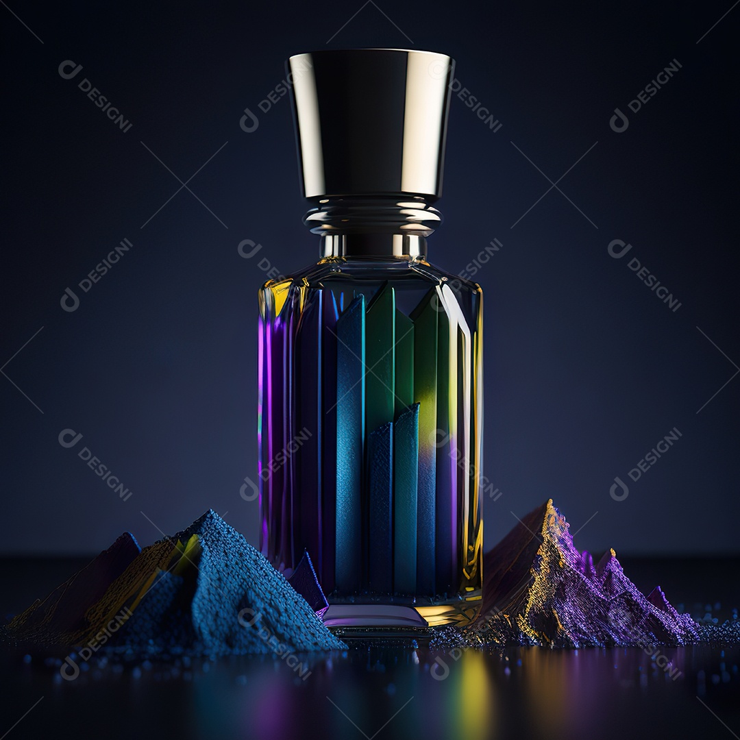 Imagem realista de frasco de perfume sobre fundo isolado