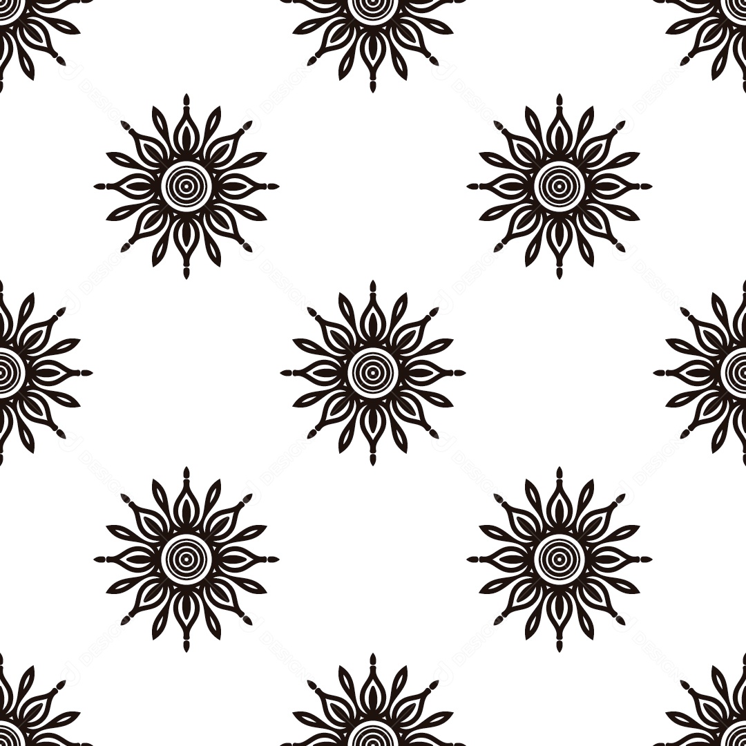 Ornamentos Geométricos De Flores Circulares Em Fundo Branco Vetor EPS