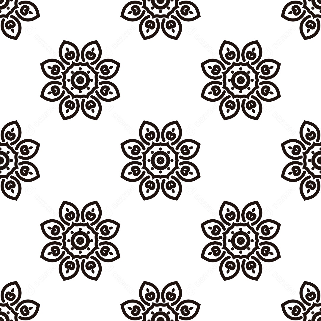 Ornamentos Geométricos De Flores Circulares Em Fundo Branco Vetor EPS