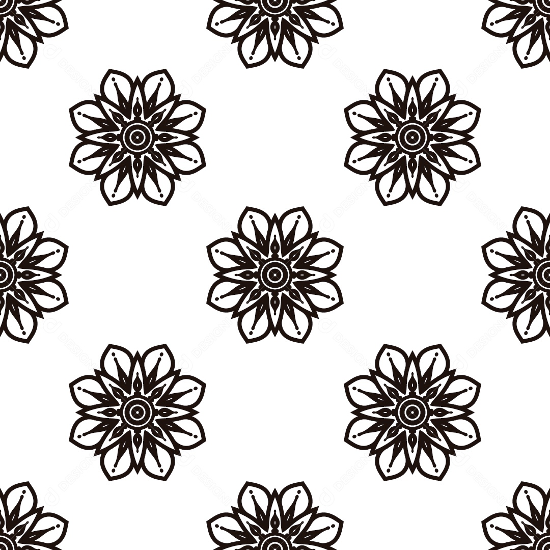 Ornamentos Geométricos De Flores Circulares Em Fundo Branco Vetor EPS