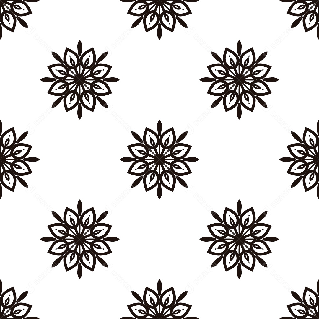 Ornamentos Geométricos De Flores Circulares Em Fundo Branco Vetor EPS