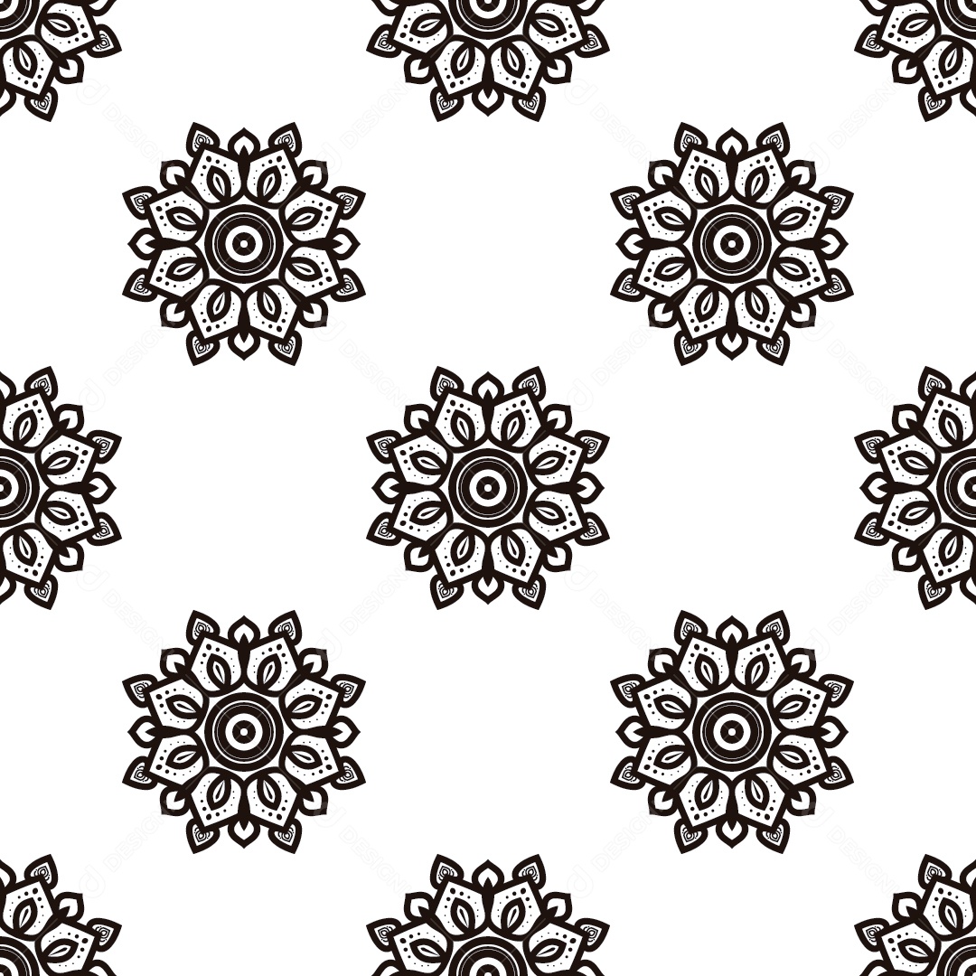 Ornamentos Geométricos De Flores Circulares Em Fundo Branco Vetor EPS