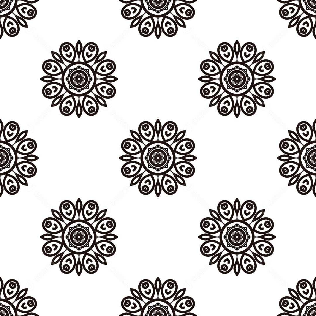 Ornamentos Geométricos De Flores Circulares Em Fundo Branco Vetor EPS