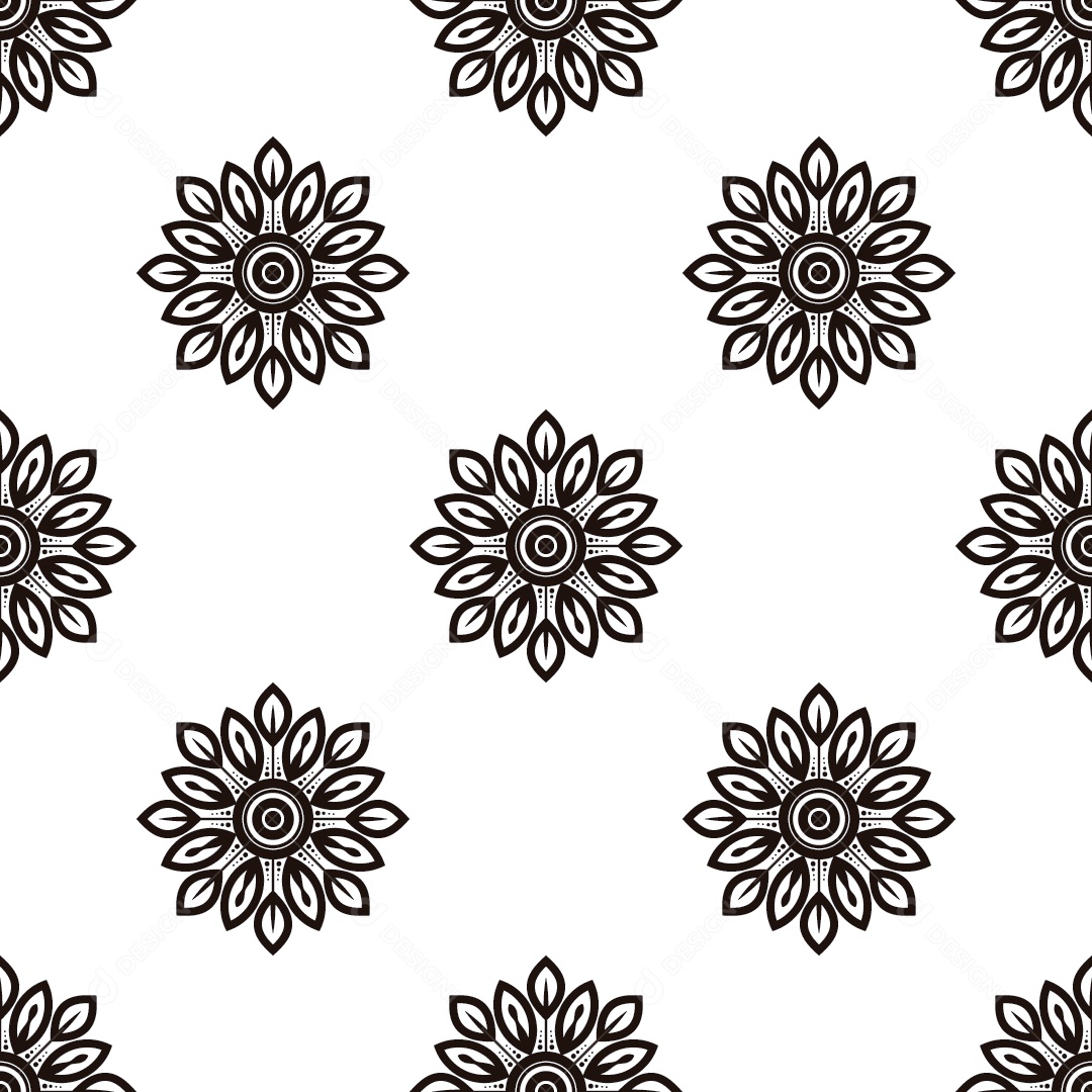 Ornamentos Geométricos De Flores Circulares Em Fundo Branco Vetor EPS