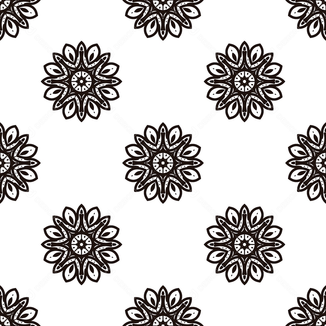 Ornamentos Geométricos De Flores Circulares Em Fundo Branco Vetor EPS