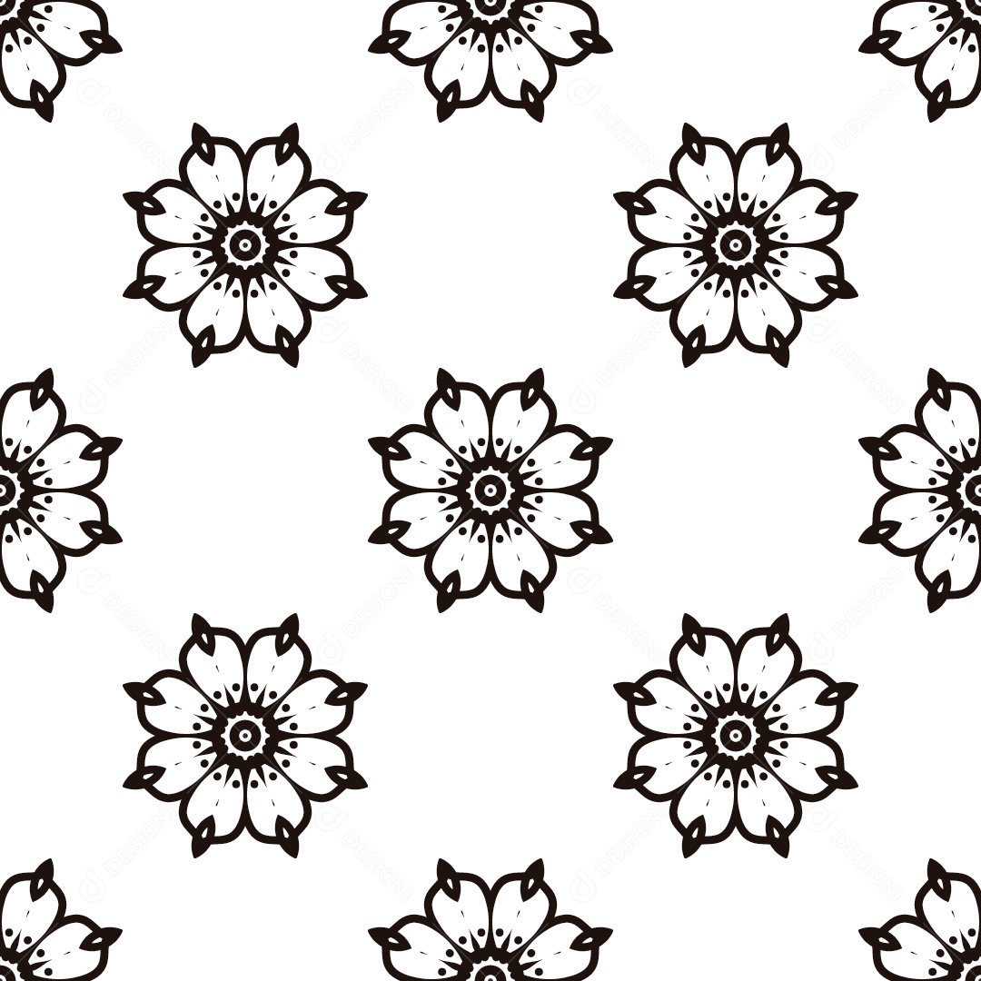 Ornamentos Geométricos De Flores Circulares Em Fundo Branco Vetor EPS