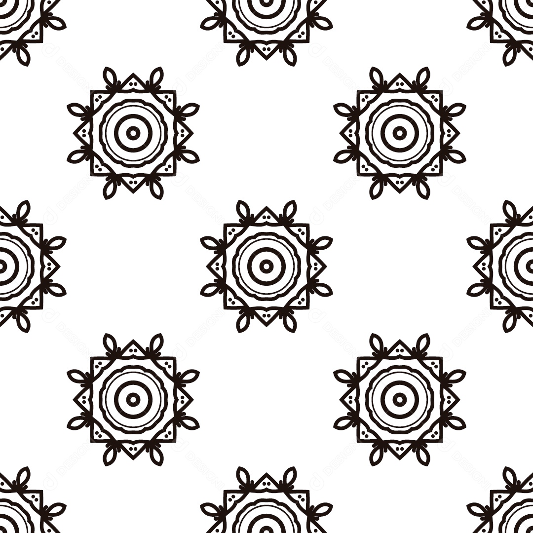 Ornamentos Geométricos De Flores Circulares Em Fundo Branco Vetor EPS