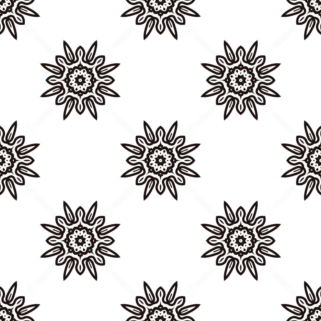 Ornamentos Geométricos De Flores Circulares Em Fundo Branco Vetor EPS