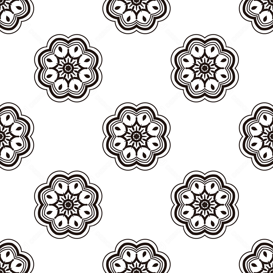 Ornamentos Geométricos De Flores Circulares Em Fundo Branco Vetor EPS