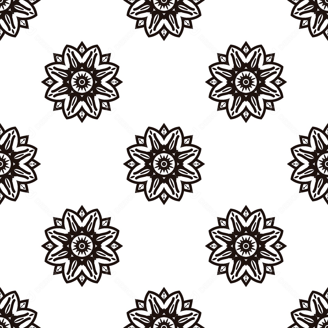 Ornamentos Geométricos De Flores Circulares Em Fundo Branco Vetor EPS