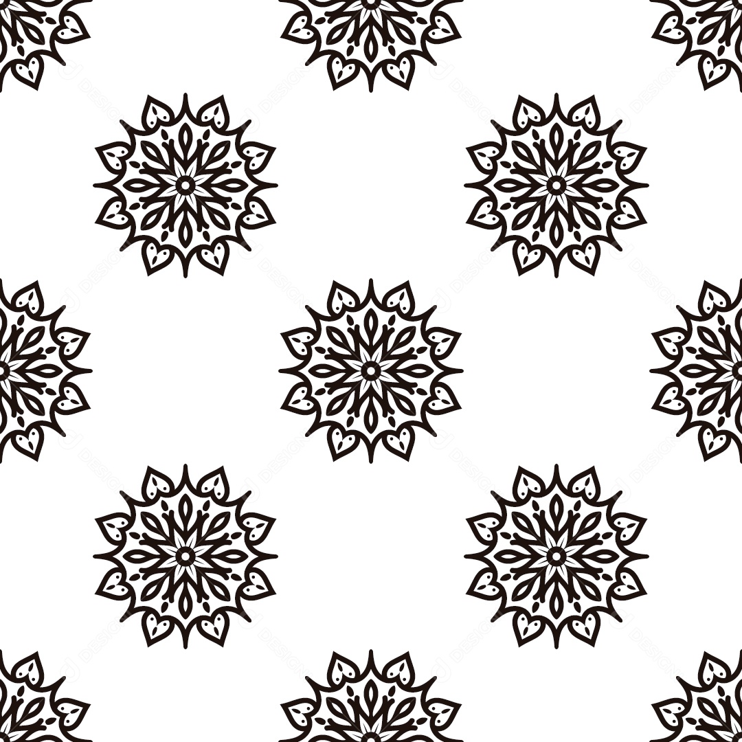 Ornamentos Geométricos De Flores Circulares Em Fundo Branco Vetor EPS