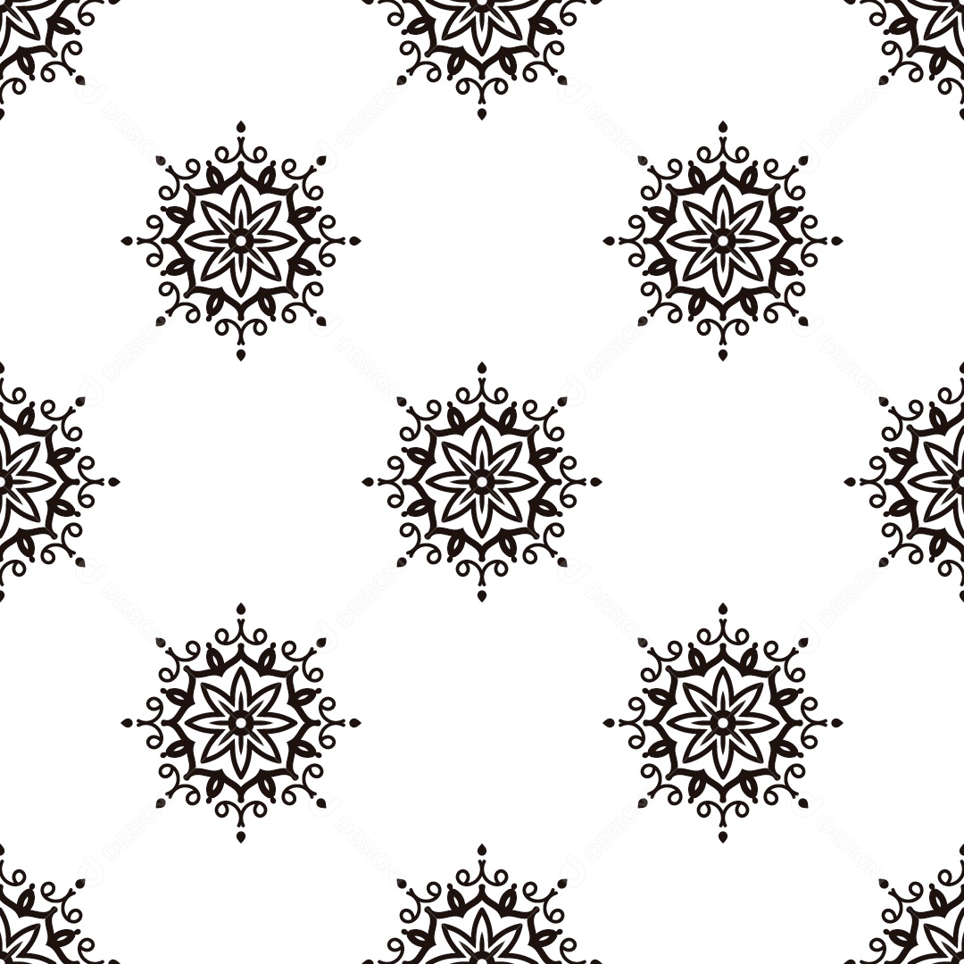 Ornamentos Geométricos De Flores Circulares Em Fundo Branco Vetor EPS