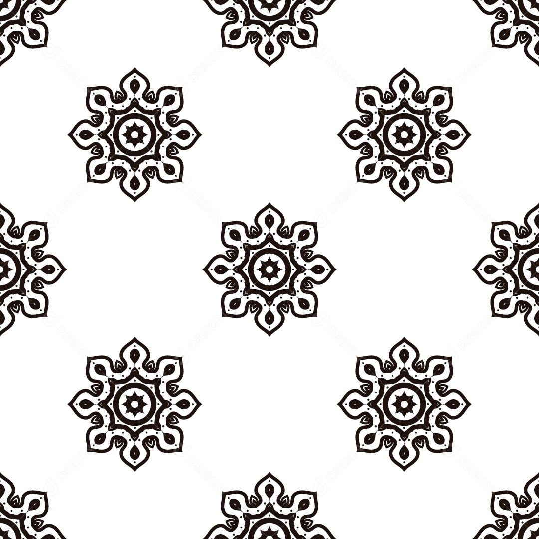 Ornamentos Geométricos De Flores Circulares Em Fundo Branco Vetor EPS