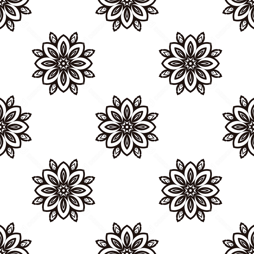 Ornamentos Geométricos De Flores Circulares Em Fundo Branco Vetor EPS