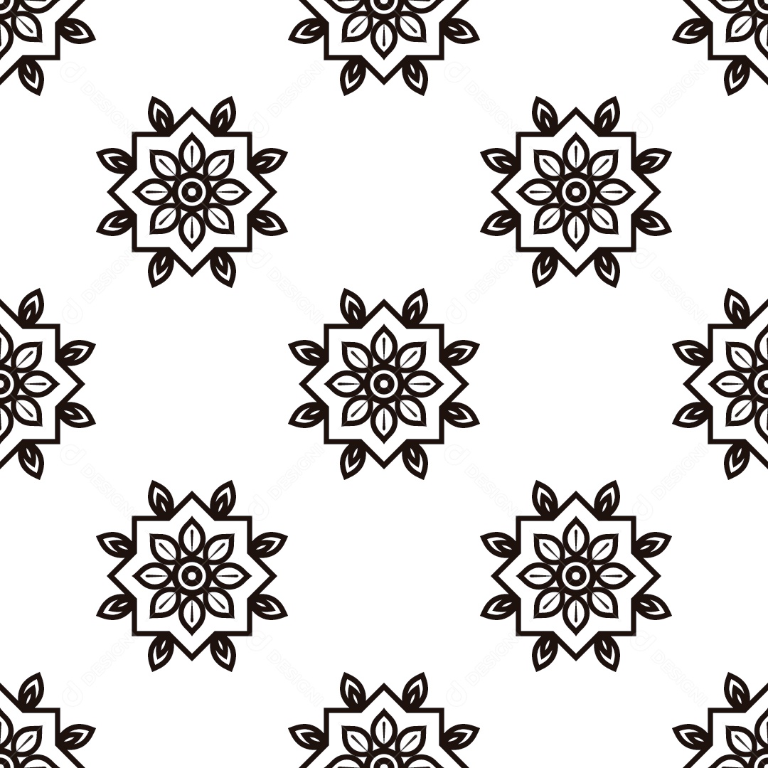 Ornamentos Geométricos De Flores Circulares Em Fundo Branco Vetor EPS