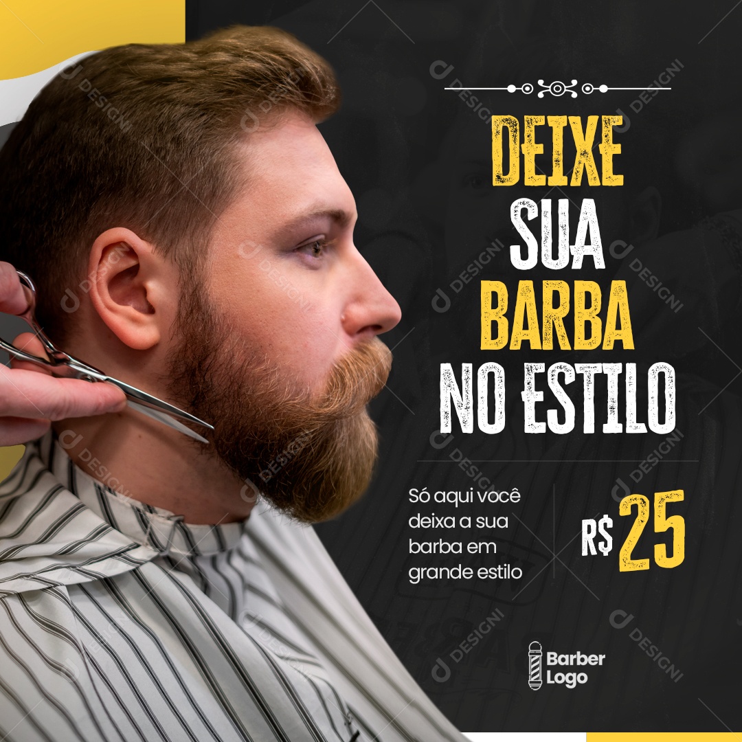 Feed Deixe Sua Barba No Estilo Social Media PSD Editável