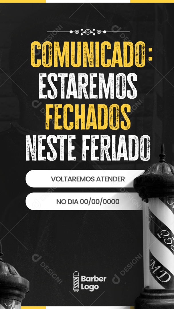 Social Media Story Comunicado Estaremos Fechado Neste Feriado PSD Editável