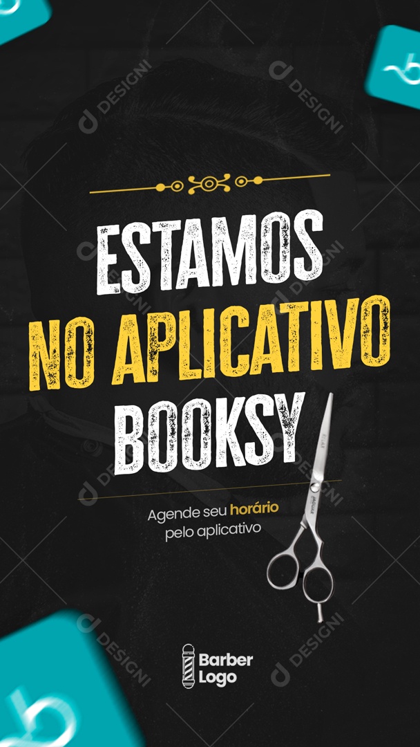 Story Estamos No Aplicativo Booksy Social Media PSD Editável