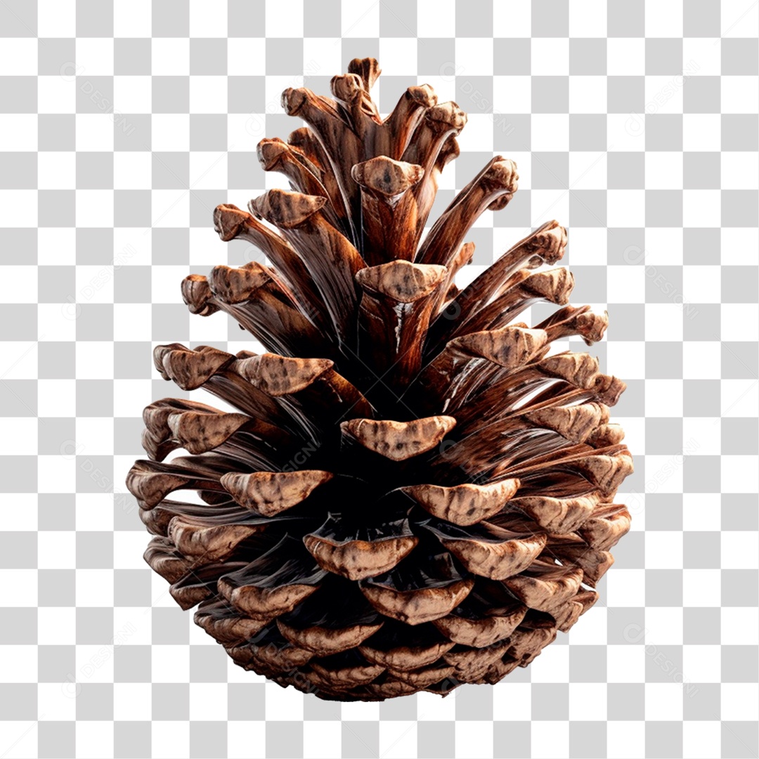 Objeto 3D Pinha Fruta para Composição PNG Transparente