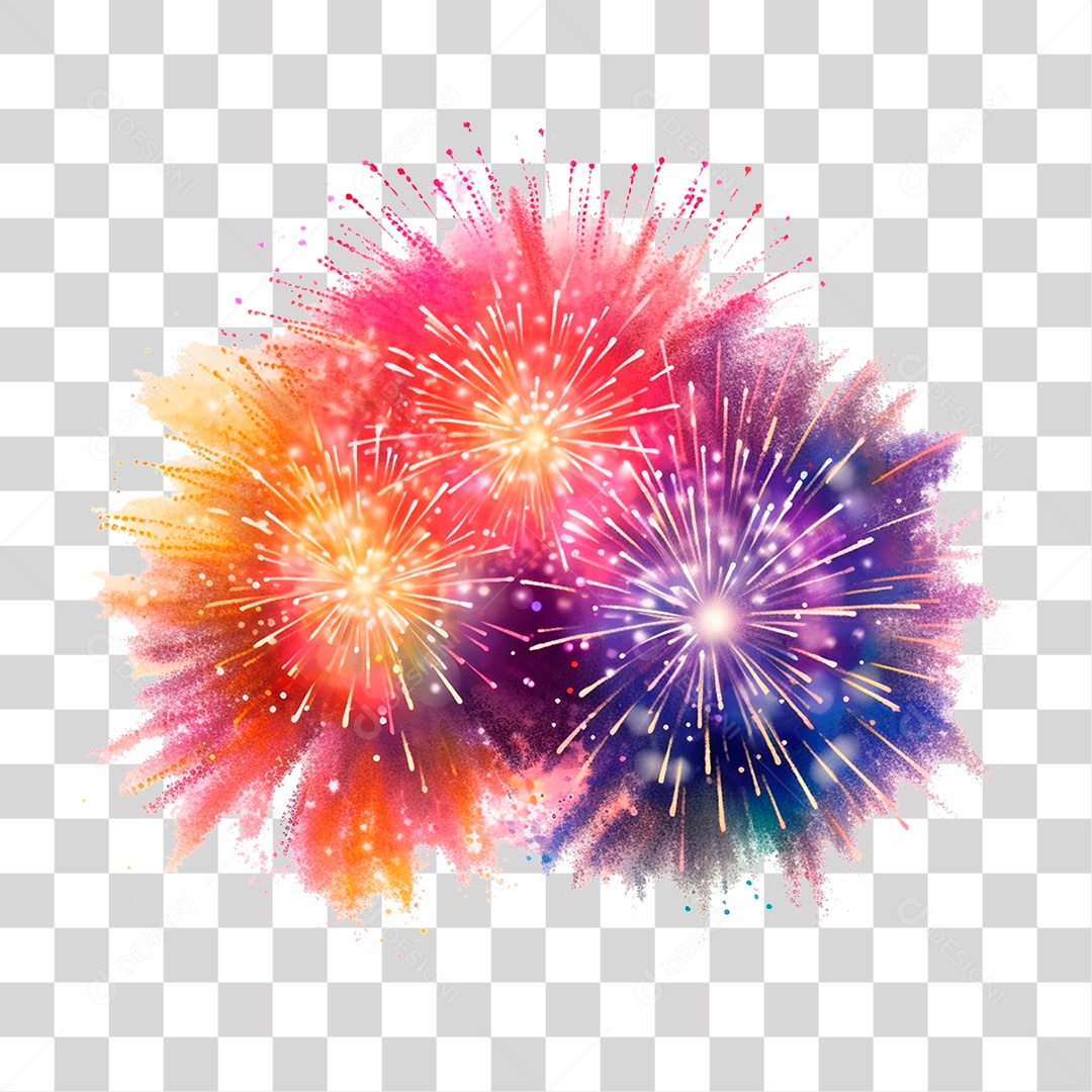 Elemento 3D Fogos de Artifícios PNG Transparente
