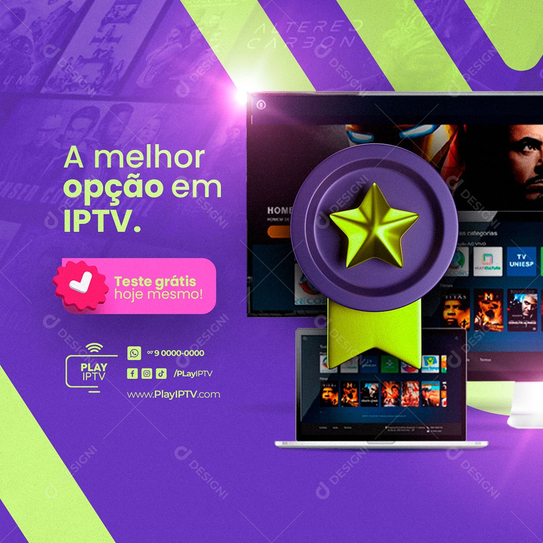 A Melhor Opção Em IPTV Teste Grátis Social Media PSD Editável