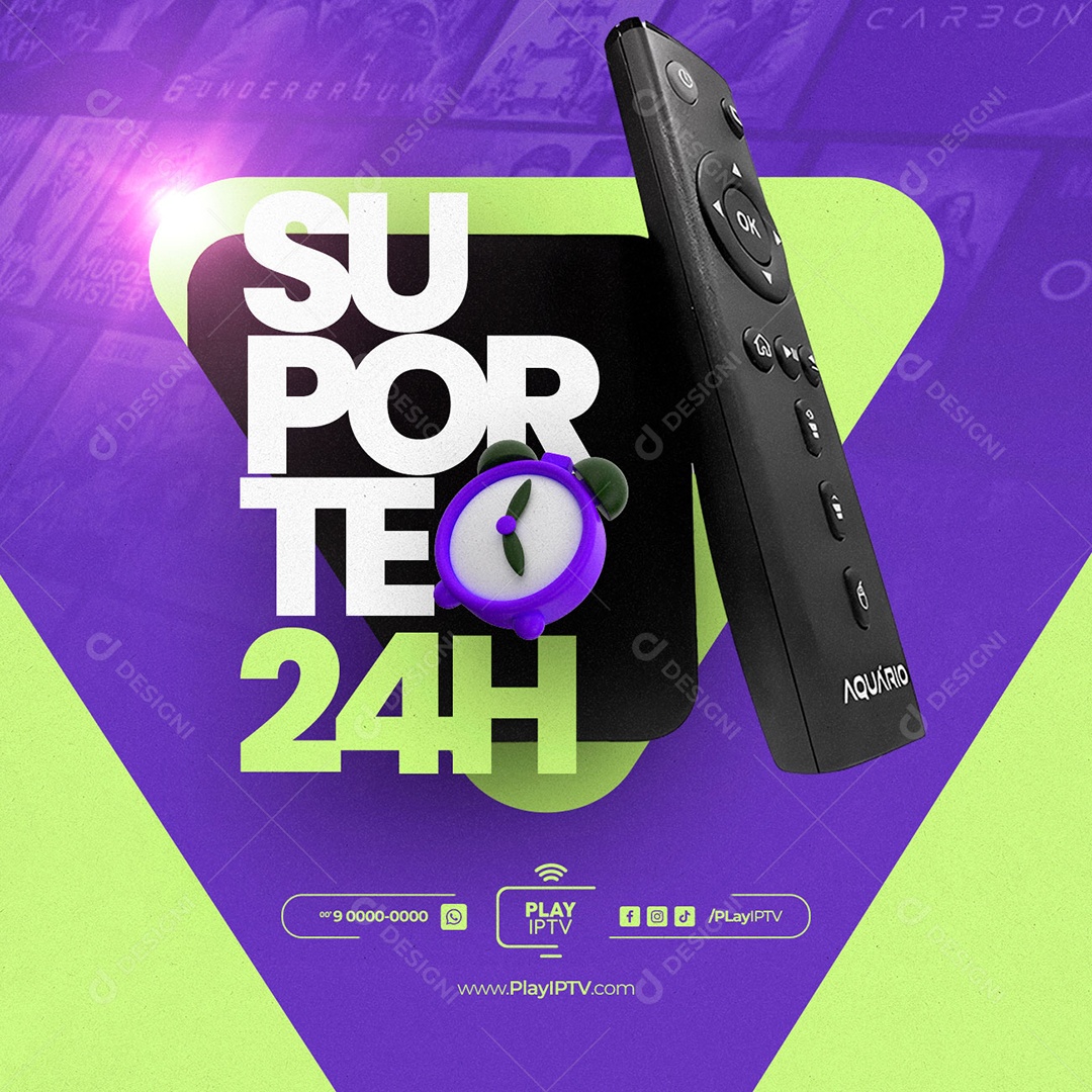 Suporte 24H IPTV Social Media PSD Editável