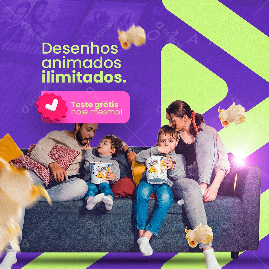 Desenhos Animados Ilimitados Teste Grátis Hoje Mesmo IPTV Social Media PSD Editável