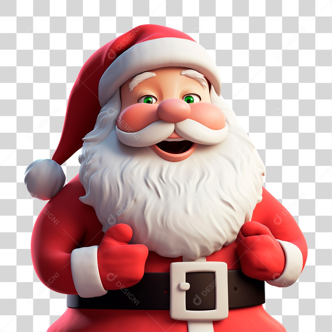 Elemento 3D Papai Noel Sorrindo PNG Transparente