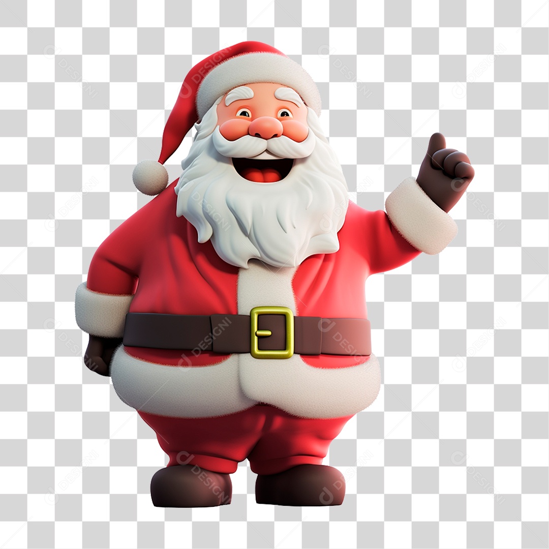 Elemento 3D Papai Noel Sorrindo PNG Transparente