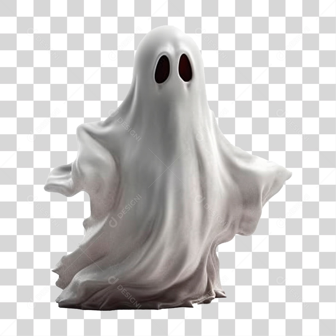 Elemento 3D Fantasma para Composição PNG Transparente