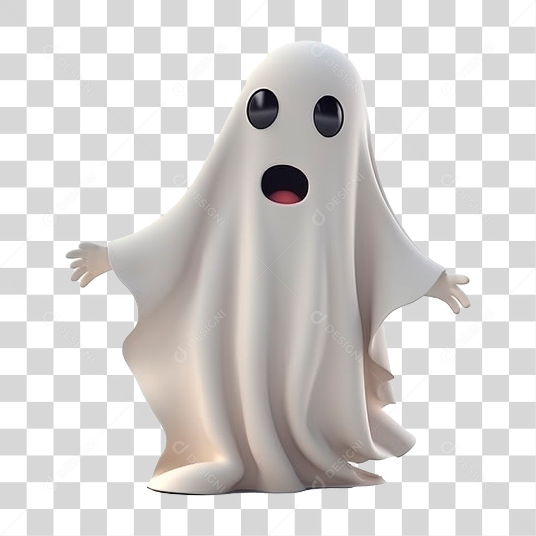 Elemento 3D Fantasma para Composição PNG Transparente