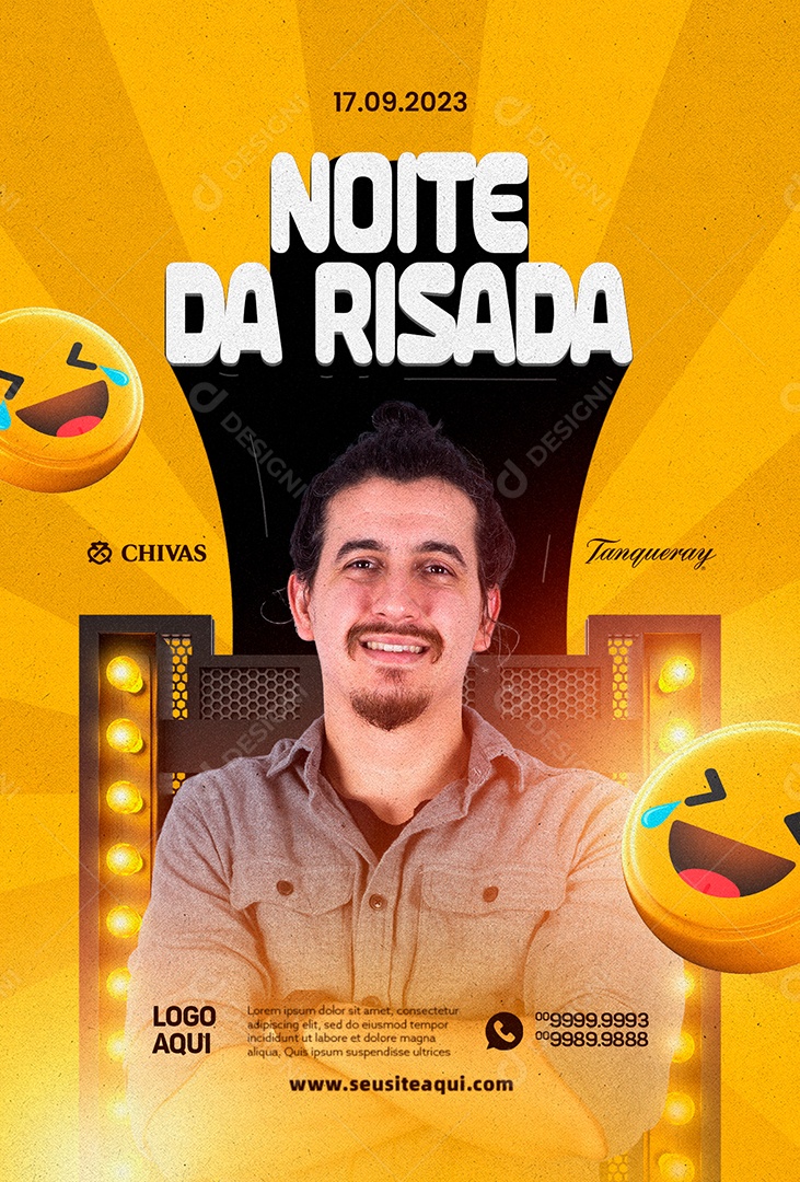Noite Da Risada Flyer Stand Up Alfonso Padilha Social Media PSD Editável