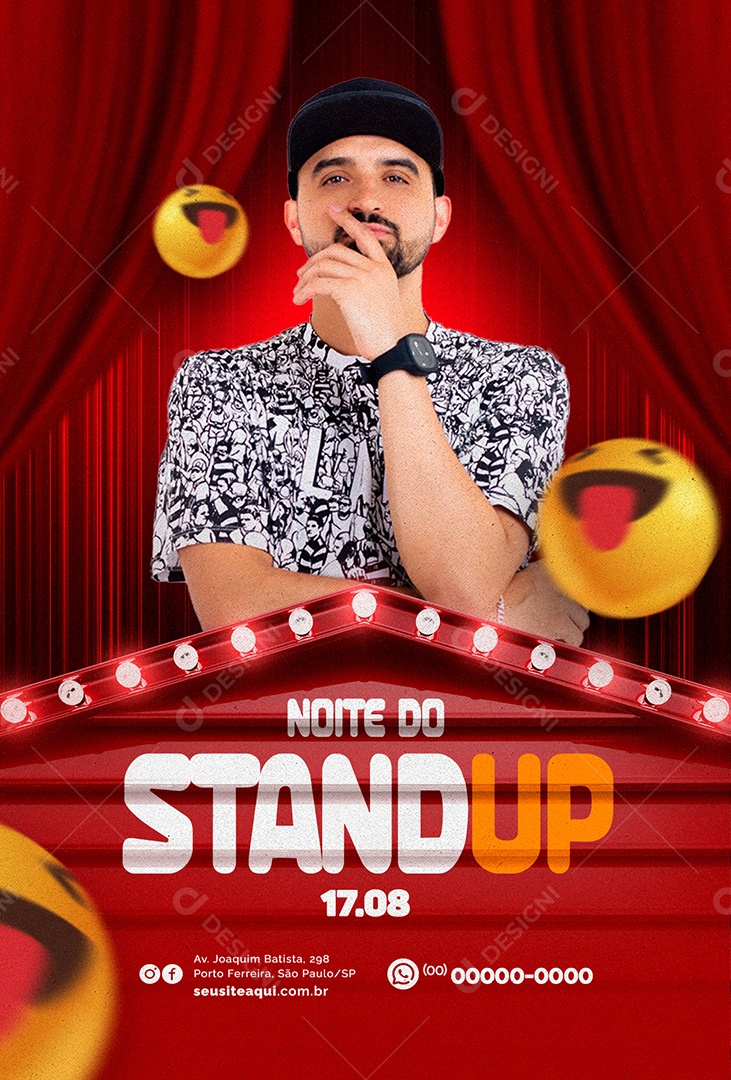 Noite Do Stand Up Thiago Ventura Social Media PSD Editável