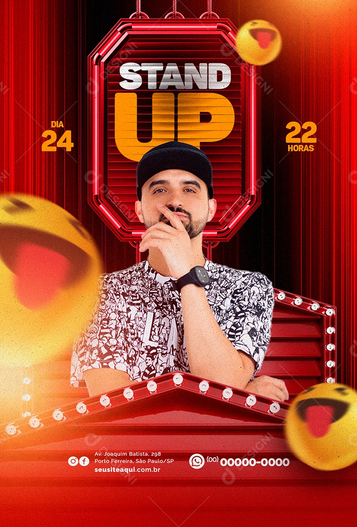 Stand Up Thiago Ventura Social Flyer Social Media PSD Editável