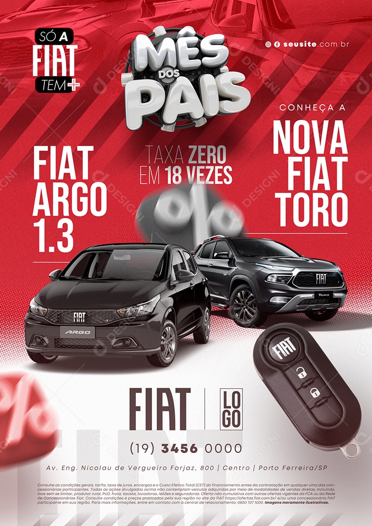 Anúncio Publicitário Concessionária Mês Dos Pais Fiat Argo 1.3 Social Media PSD Editável