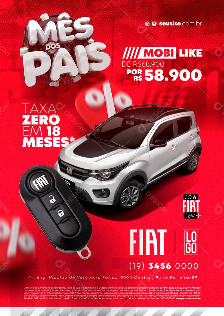 Anúncio Publicitário Concessionária Taxa Zero Em 18 Meses Social Media PSD Editável