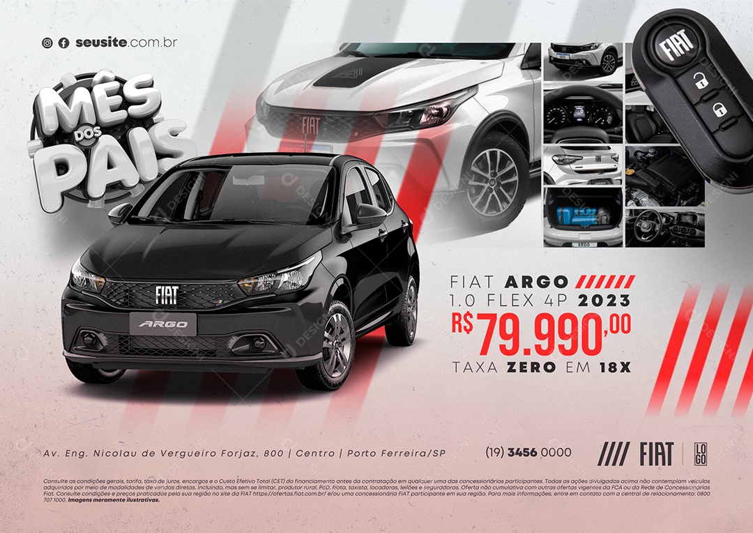 Anúncio Publicitário Concessionária Mês Dos Pais Fiat Argo Social Media PSD Editável