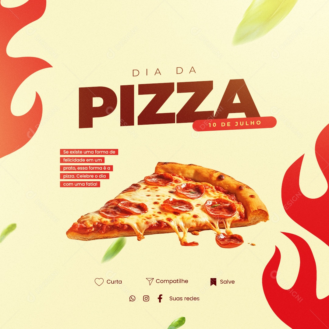 Se Existe Uma Forma De Felicidade Em Um Prato Dia Da Pizza Social Media PSD Editável