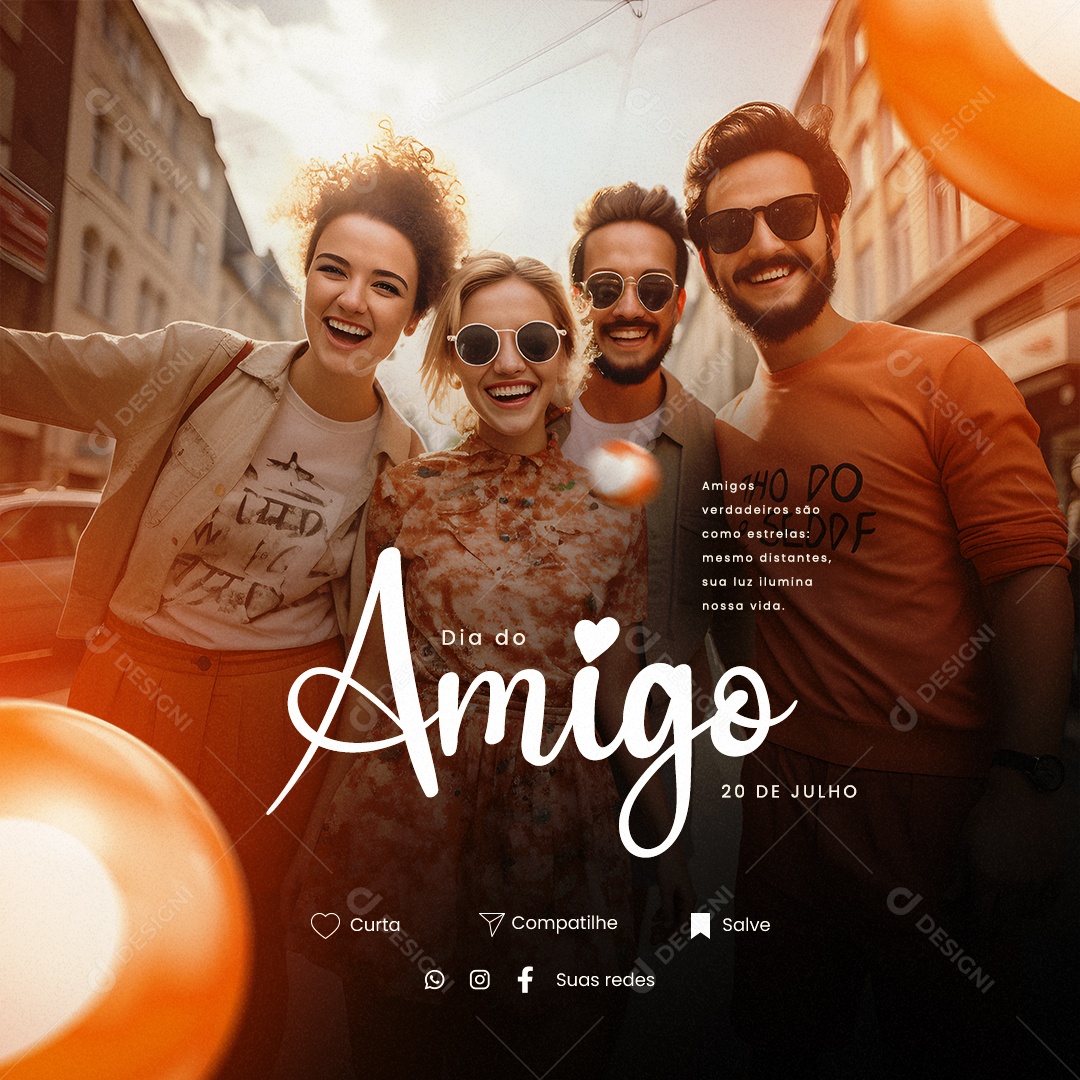 Amigos Verdadeiros São Como Estrelas Dia Do Amigo Social Media PSD Editável